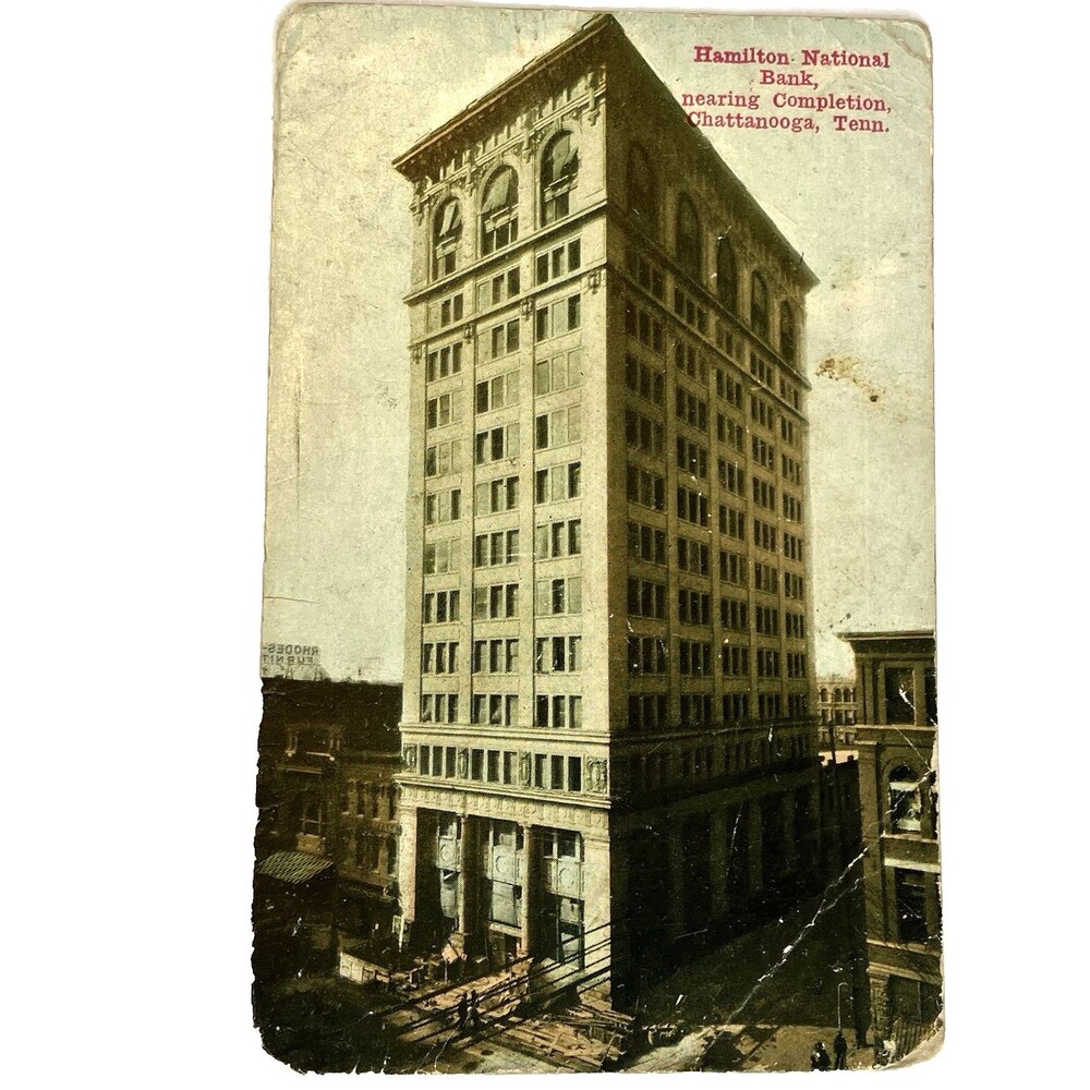 Postcard Hamilton National Bank Chattanooga TN Construction 1910 Washington 1 ¢